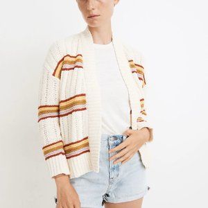 Madewell Striped Diaz Rainbow Cardigan Open Chenille Preppy Academia-XXS